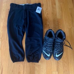 Nike cleats and Russell Athletic Black Casual Pants. Cleats size 11.5w